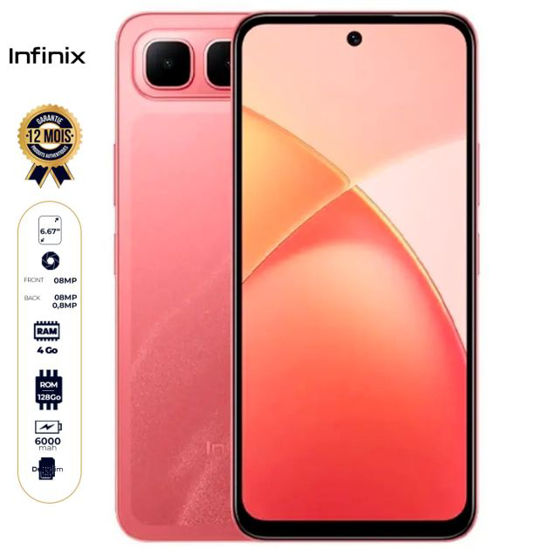 Image sur Infinix Smart 10 Plus – 128 Go – 4Go RAM – Écran 6,7 pouces – Double Nano SIM – 8MP /8MP – 6000mAh – Garantie 12 m