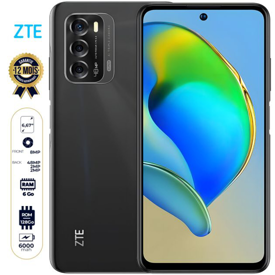 Image sur ZTE Blade V40 4G - 128 Go - 6Go RAM - 6.67" - Dual Nano SIM - 48MP+2MP+2MP/8MP - 5000mAh - Garantie 12 Mois
