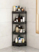 Image sur Étagère de Rangement d'Angle de Salle de Bain avec Roues Roulantes Détachables à 4 Niveaux et Trous de Drainage