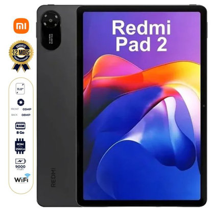 Agrandir l'image de Xiaomi Redmi Pad 2 (Wi-Fi uniquement) - 256 Go - 8 Go RAM - 9000 mAh - 11 pouces - 8 MP/5 MP - Garantie 12 mois Image de Xiaomi Redmi Pad 2 (Wi-Fi uniquement) - 256 Go - 8 Go RAM - 9000 mAh - 11 pouces - 8 MP/5 MP - Garantie 12 mois