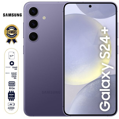 Image de Samsung Galaxy S24 + 5G - 512 Go - 8Go RAM - 6.7" - 2 Nano-SIMs and eSIM - 50 MP + 10 MP + 12 MP/12MP - 4000mAh - Garantie 24 Mois