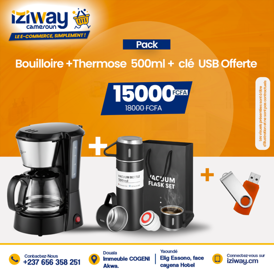 Image sur Cafetière RAF R.100 (650 W – capacité 750 ml – Garantie 3 mois) + Mug 500 ml + Clé USB