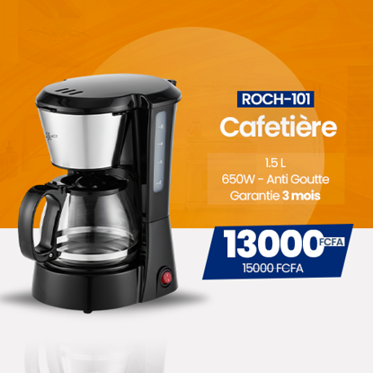 Agrandir l'image de Cafetière ROCH RCM-101 – 650 W – 0,75 L – filtre gravitationnel – Garantie 3 mois Image de Cafetière ROCH RCM-101 – 650 W – 0,75 L – filtre gravitationnel – Garantie 3 mois