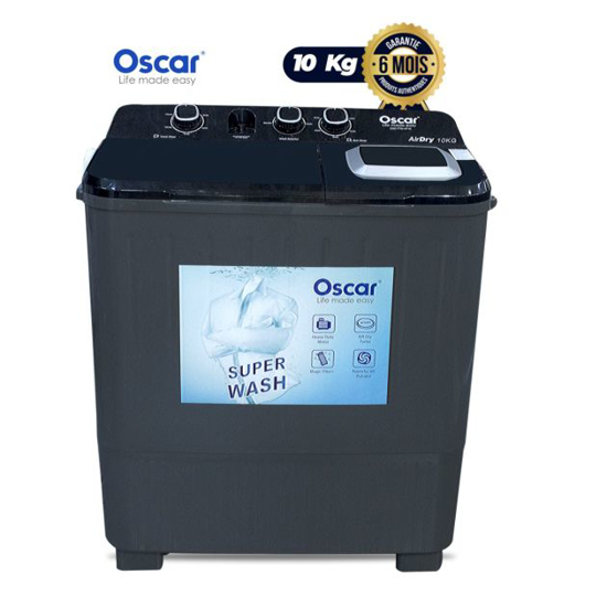 Image sur Machine à laver semi-auto Oscar OSC‑TTB‑XP10 – 10 kg – 340 W lavage + 135 W essorage – 3 vitesses – Bac inox + vidange – Garantie 6 mois - copié