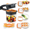 Image sur 5 en 1 coupe-légumes multifonctions manuel VegetableQuick Dicer hachoir à fruits trancheuse à Base antidérapante et hachoir