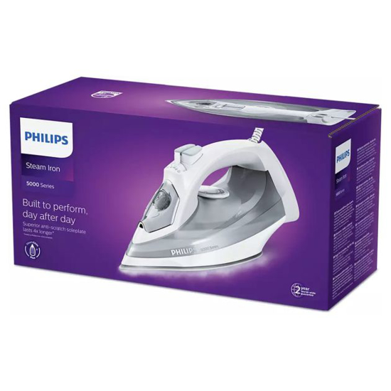 Image sur Fer à repasser vapeur Philips DST5010/10 – 2400 W – vapeur continue 40 g/min + boost 160 g – semelle SteamGlide Plus anti-rayures – fonction anti-goutte et auto-nettoyage – Garantie 06 mois
