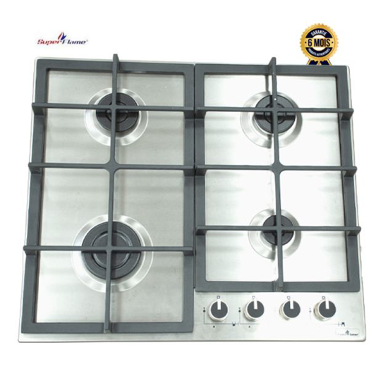 Image sur Plaque de cuisson encastrable SUPER FLAME SFKI-DI6L4G – 4 feux – inox – allumage automatique – dimensions 58 × 51 cm – Garantie 6 mois
