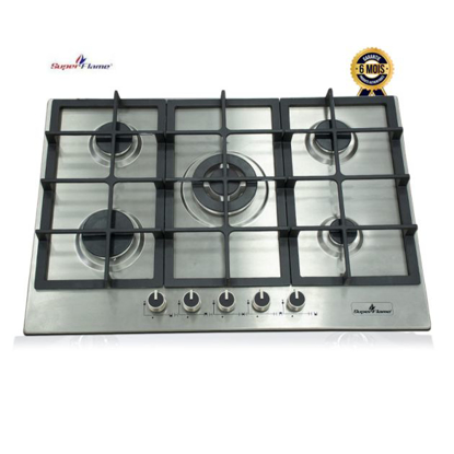 Agrandir l'image de Plaque de cuisson encastrable SUPER FLAME SFKI-B902MVS – 5 feux – inox – allumage automatique – dimensions 86 × 51 cm – Garantie 6 mois Image de Plaque de cuisson encastrable SUPER FLAME SFKI-B902MVS – 5 feux – inox – allumage automatique – dimensions 86 × 51 cm – Garantie 6 mois