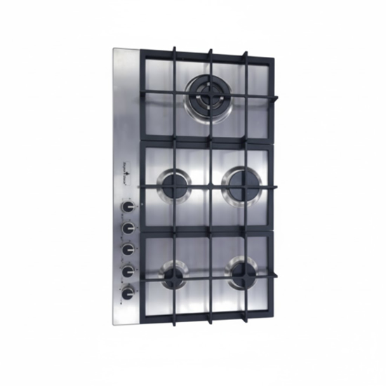 Image sur Plaque de cuisson encastrable SUPER FLAME SFKI-B902M3VS – 5 feux (dont triple feu) – inox – allumage automatique – dimensions 75 × 51 cm – Garantie 3 mois