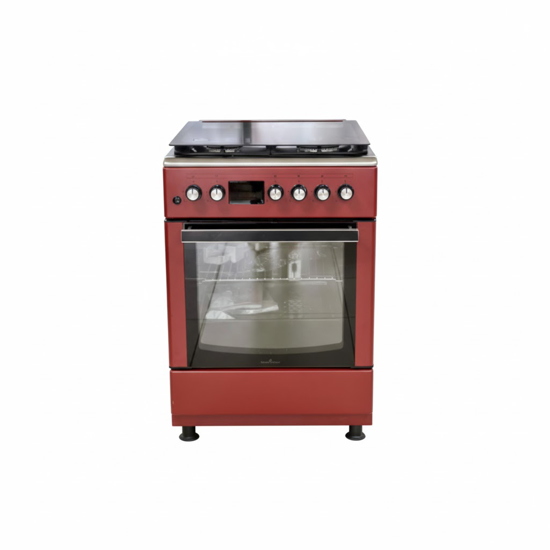 Image sur Cuisinière à gaz SUPER FLAME SFKI-6402GBZ – 4 feux – format 60×60 cm – allumage automatique + four à gaz 150-250 °C – BORDEAUX / GRIS / MAT - Garantie 6 mois