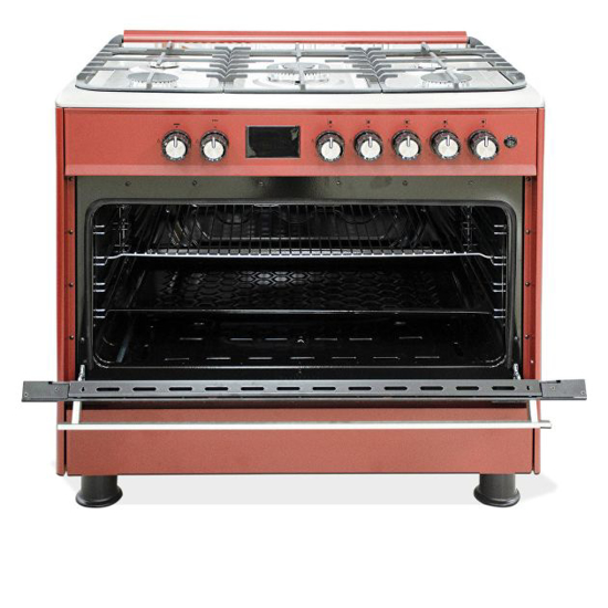 Image sur Cuisinière à gaz SUPER FLAME SFKI-9502GBZX – 5 foyers – format 60×90 cm – allumage automatique + grand four – MAT / GRIS / BORDEAUX - Garantie 6 mois