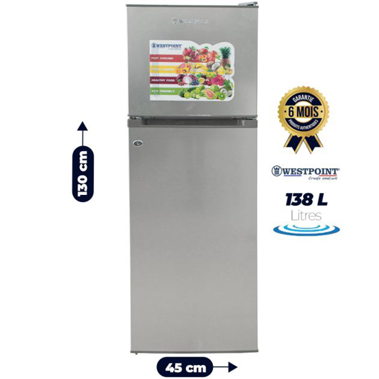 Image sur Réfrigérateur double-porte Westpoint WRNN-1523 – 138 L – classe énergie A+ – gaz R600a – Garantie 6 mois