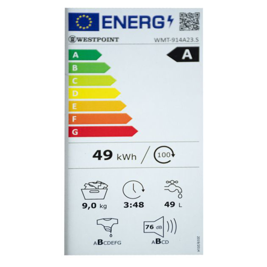 Image sur Machine à laver automatique Westpoint WMT-914A23 – 9 kg – 1 400 tr/min – Classe A+++ – Garantie 6 mois