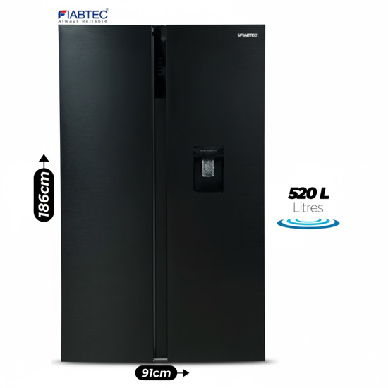 Image sur Réfrigérateur américain FIABTEC FTSBSS-590WE – 520 L – No Frost + Distributeur d’eau – Acier inoxydable – Garantie 6 mois