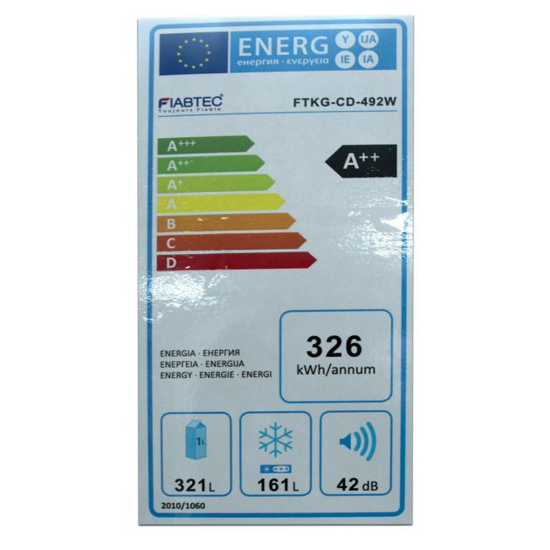 Image sur Réfrigérateur porte française double-battant FIABTEC FTKG-CD-492W – 482 L – No Frost – Acier inoxydable – Garantie 06 mois