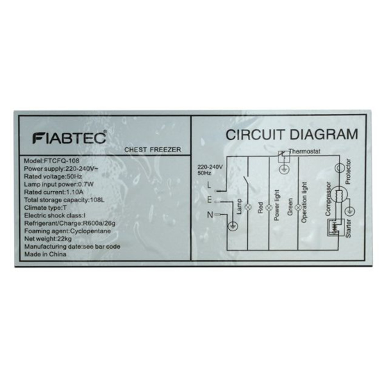 Image sur Congélateur coffre FIABTEC FTCFQ-108 – 108 L – Classe Éco A+ – Réfrigérant R600a – Garantie 06 mois