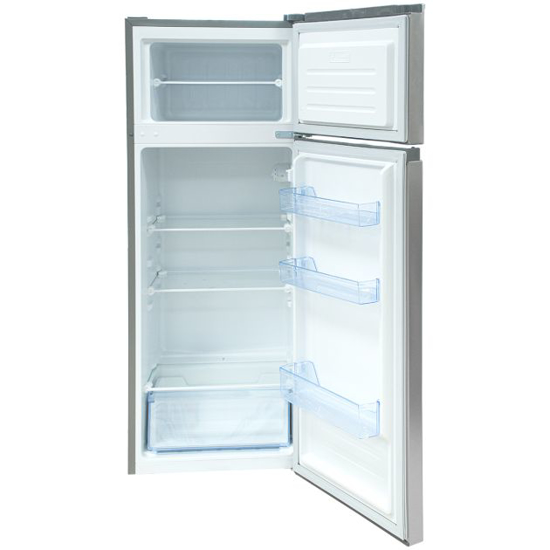 Image sur Réfrigérateur double-porte HOME BASE FTUI-HB120ST – 205 L – Inox/Acier inoxydable – Double porte séparée Frigo/Freezer – Garantie 6 mois